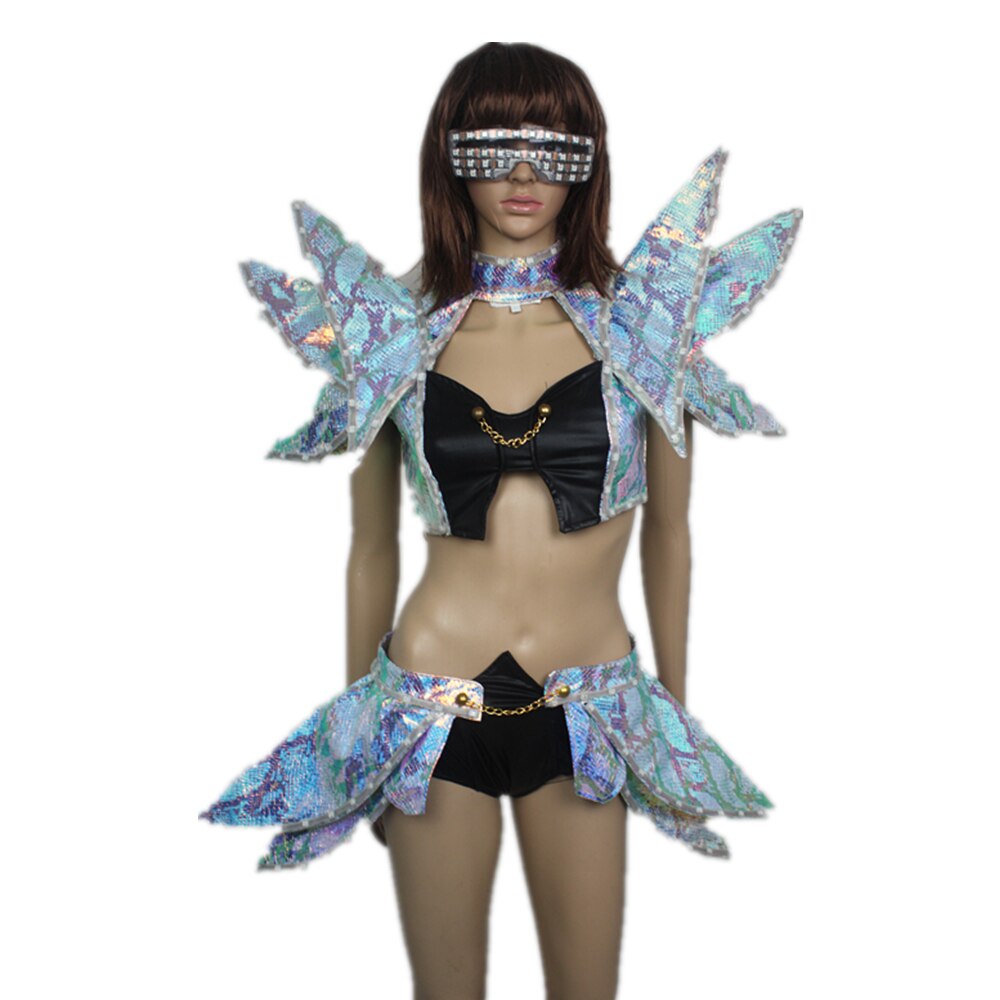 Full Color LED Costumes Colorful Light RGB Women Skirt DJ Bar Wears Led Ballroom Dance Bra Programming Sexy Dress