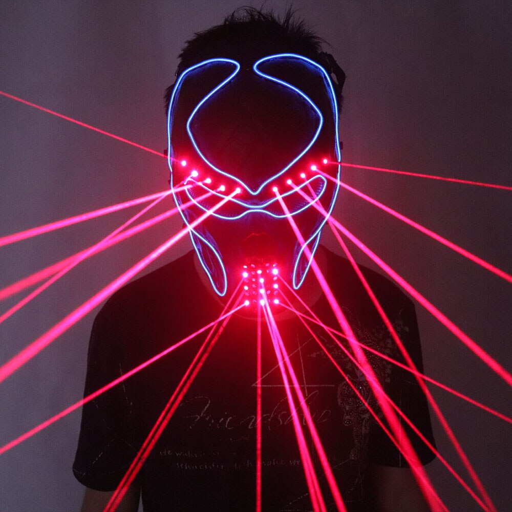أحمر قناع الليزر مضيئة تضيء Laserman قناع الوجه عرض أقنعة هالوين