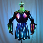 Carica l&#39;immagine nel visualizzatore di Gallery, Full Color LED Leather Skirt Female Robot Outfit Stage Performance Bar Sexy Night Club DJ Singer Dance Dress
