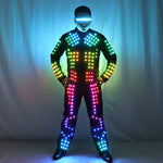 Charger l&#39;image dans la galerie, Pleine couleur LED Robot Costume Stage Dance Costume Tron RVB lumineux lumineux tenue veste manteau
