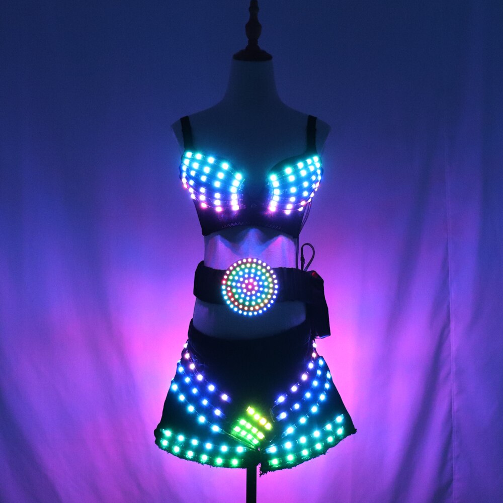 Falda de fiesta de luz luminosa a todo color Led Sexy Girl Led Light Up Disfraces