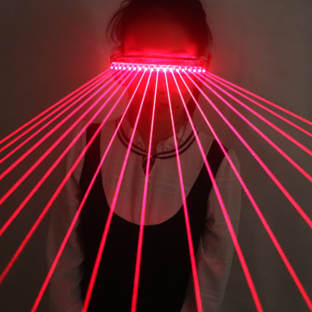 650nm Occhiali laser rossi 18pcs Laser Influsso di persone necessarie fase lampeggiante Guanti LED Canvas Vest Outdoor Performance Costume