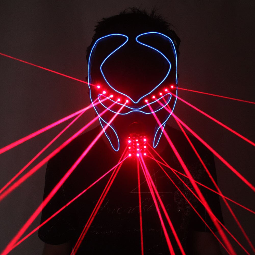 أحمر قناع الليزر مضيئة تضيء Laserman قناع الوجه عرض أقنعة هالوين