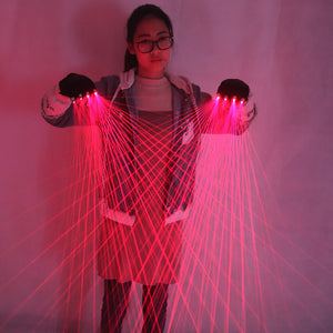 2 In 1 mehrzeilige rote Laserhandschuhe mit 4 Stück Laser Disco LED Laserhandschuhen für LED Luminous Laser Show