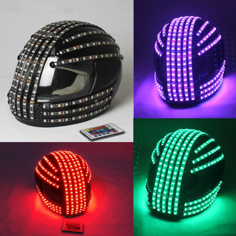 RGB لون خوذة LED الوحش مضيئة قبعة الرقص ملابس DJ خوذة