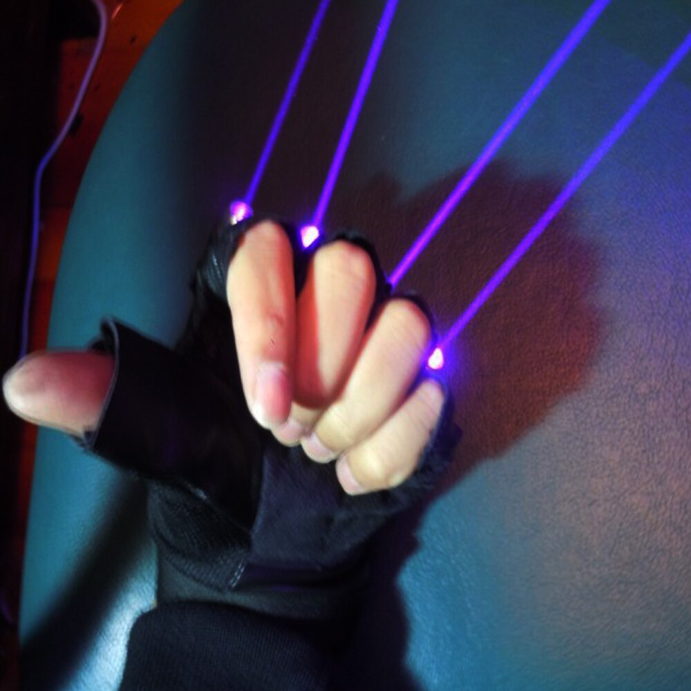 Violet Blue Laser Gloves with 4pcs 405nm Laser Stage Gloves for DJ Club Party Show