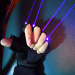 Charger l&#39;image dans la galerie, Gants laser bleu violet avec 4pcs 405nm Laser Stage Gloves pour DJ Club Party Show
