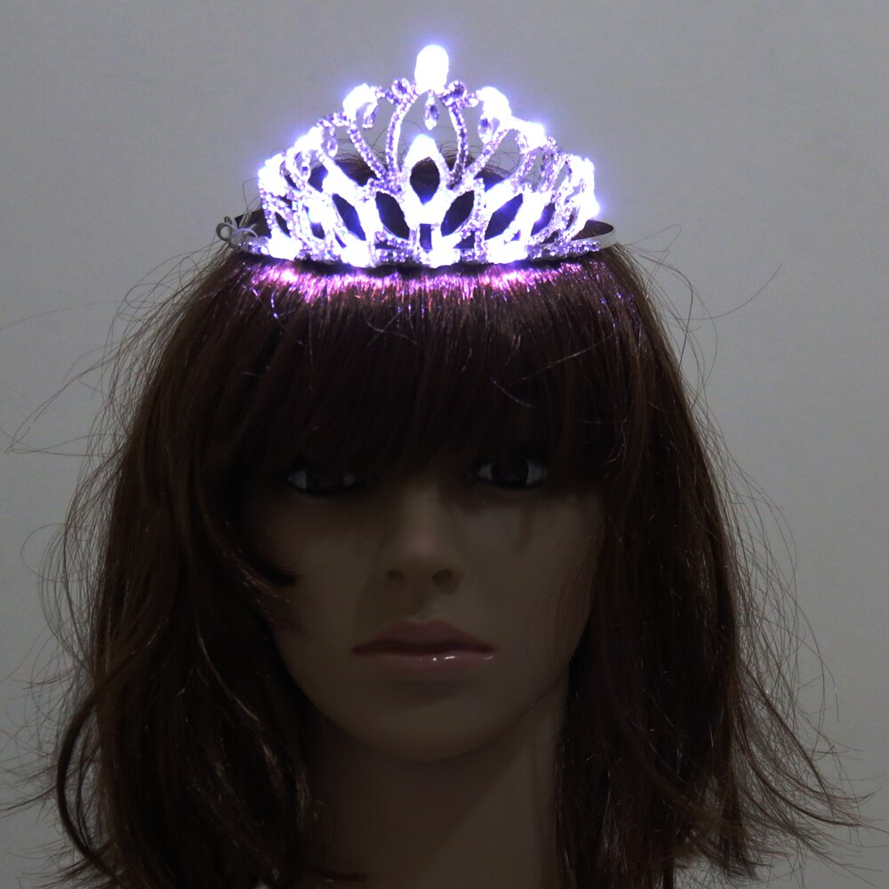 Banda para el cabello parpadeante LED Corona Diadema Intermitente Luminoso Accesorios para la cabeza Corona de diamantes de imitación