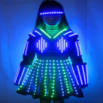 Load image into Gallery viewer, LED Robot Suit Costume Laser Glove Canvas Fashion Glowing Wedding Dress Clothes Luminous Headwear Short Skirt
