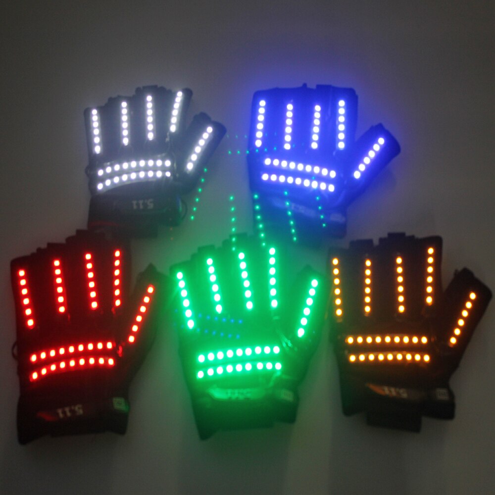 LED Glow Gants Rave Light Clignotant Éclairage des Doigts Glow Mittens Magic Black Luminous Gloves Party Supplies Halloween