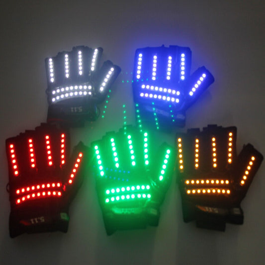 LED Glow Gloves Rave Light Flashing Finger Lighting Glow Mitones Magic Black Luminous Gloves Suministros para fiestas Halloween