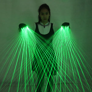 Guantes de láser verde multilínea 2 en 1 Guantes de láser LED Gafas luminosas, para traje de robot LED Vestido luminoso Bar Party Music Festiv