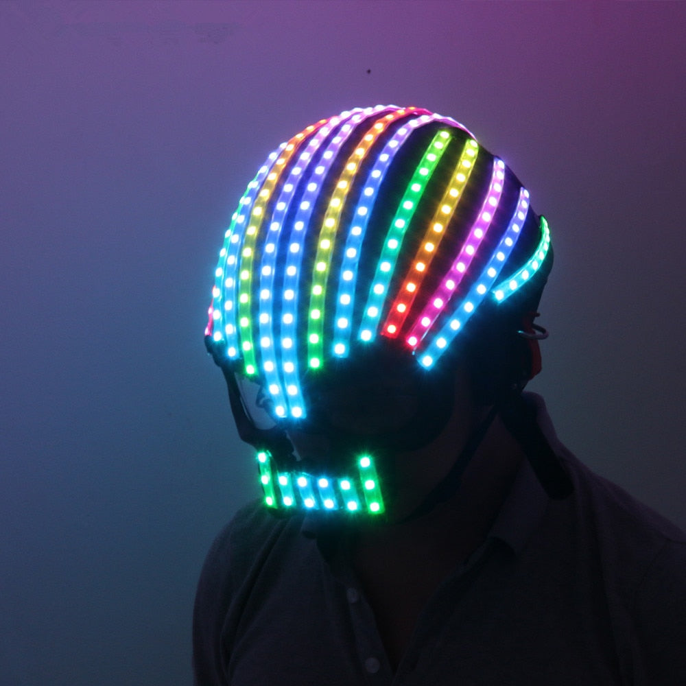 LED Helm Einhorn Helm Monochrom Vollfarbige leuchtende Rennhelme Wasserfall Effekt Glowing Party DJ Robot