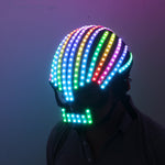 Laden Sie das Bild in den Galerie-Viewer.LED Helm Einhorn Helm Monochrom Vollfarbige leuchtende Rennhelme Wasserfall Effekt Glowing Party DJ Robot
