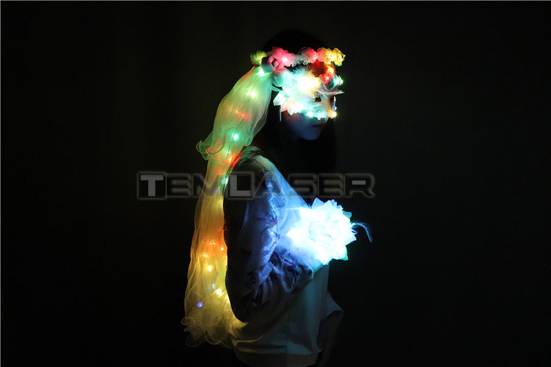 Couleur LED Glowing Wreaths Veil Music Festival Party Veil Princess Hair Ornements