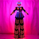 Cargar imagen en el visor de la galería, Traje de robot de mujer Falda de zanco LED Traje de robot de Kryoman Trajes de eventos usados ​​con guantes láser
