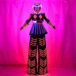 بدلة روبوت حريمي LED Stilt Skirt Kryoman Robot Suit Event Trajes De المستخدمة مع قفازات الليزر