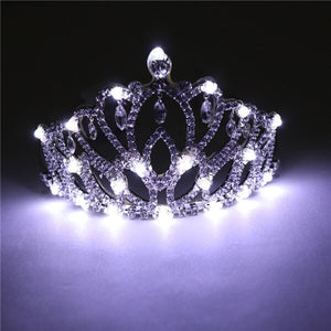Blinking Hair Band LED Crown Headband Flashing Luminous Headwear Forniture Rhestone Crown