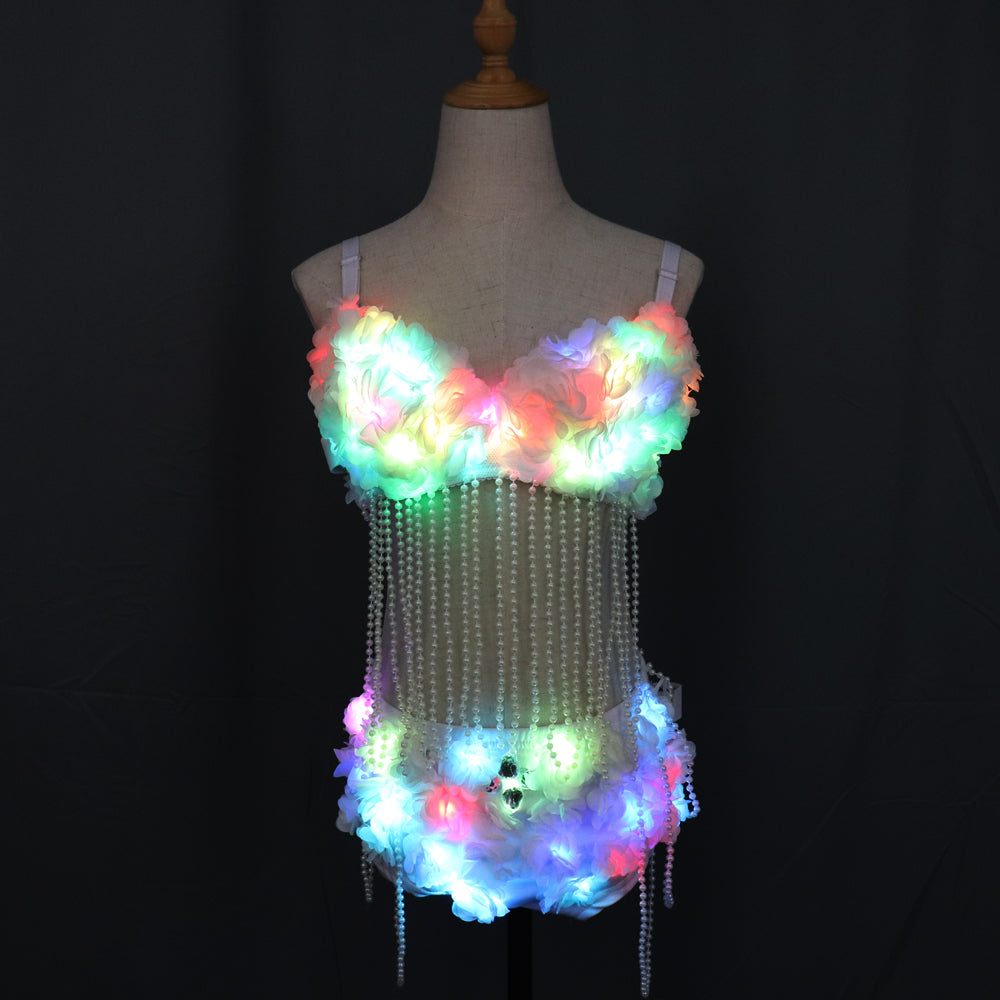 LED Lumière Lumineux Soutien-gorge Shorts Sexy Suit Femmes Costumes Growing Singer Stage Performance Sex Dance Wear