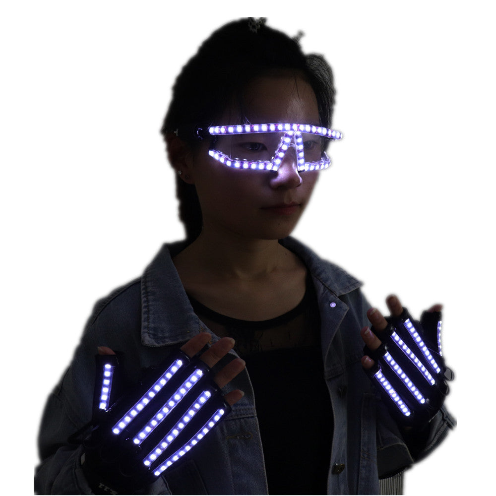 LED que emite luz Gafas luminosas Guantes Accesorios de escenario para niños Regalo de cumpleaños Accesorios de escenario láser Suministros para fiestas