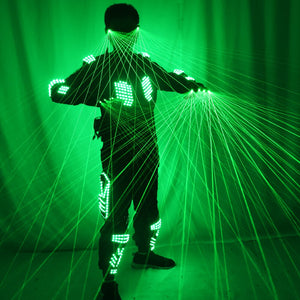 قفازات درع الليزر الأخضر LED توهج سترة صدرية قفازات ونظارات الليزر لشريط حفلات EDM