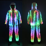 Laden Sie das Bild in den Galerie-Viewer.Full Color Pixel LED Lights Jacket Coat Pants Costumes Suit Light UP Rave Creative Outer Stage Costume Xmas Party Fancy Dress
