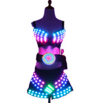 Load image into Gallery viewer, Full Color Led Luminous Light Party Skirt Sexy Girl Led Light Up Costumes with Led Belt Ballroom Dance Outfit DJ DS Bra Suit
