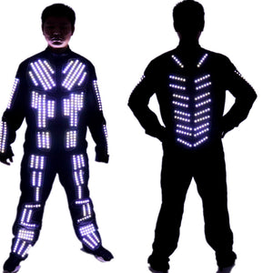 Costume de robot LED Tron LED de couleur unique Vêtements de costume lumineux de danse LED