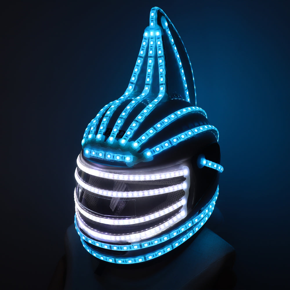 RGB LED Helm Monster Luminous Hat Tanzkleidung DJ Helm für Performances LED Robot Performance Party Show