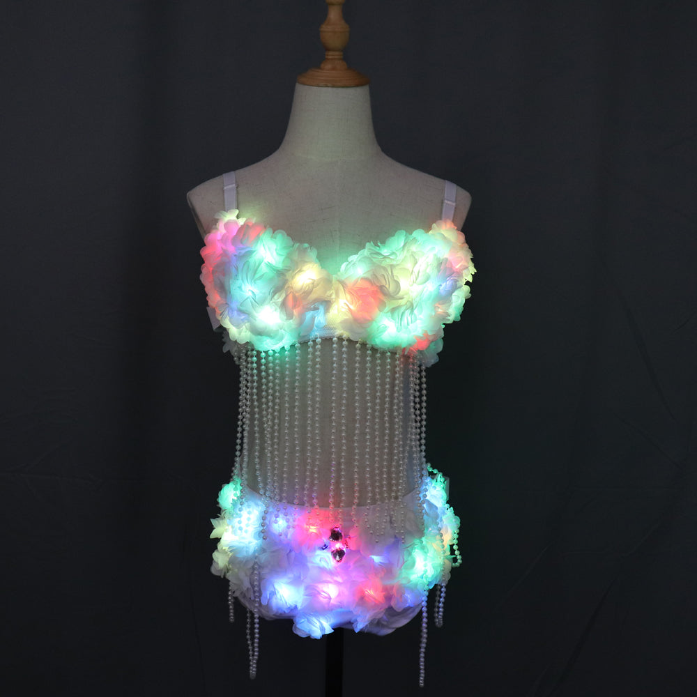 LED Light Luminous Bra Shorts Sexy Suit Women Costumes Growing Singer Stage Performance Sex Dance Wear