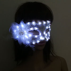 Frauen Mädchen LED glühende Feder Faser Maske leuchten venezianische Masken Kleid Requisiten Hochzeit Weihnachten Navidad Halloween