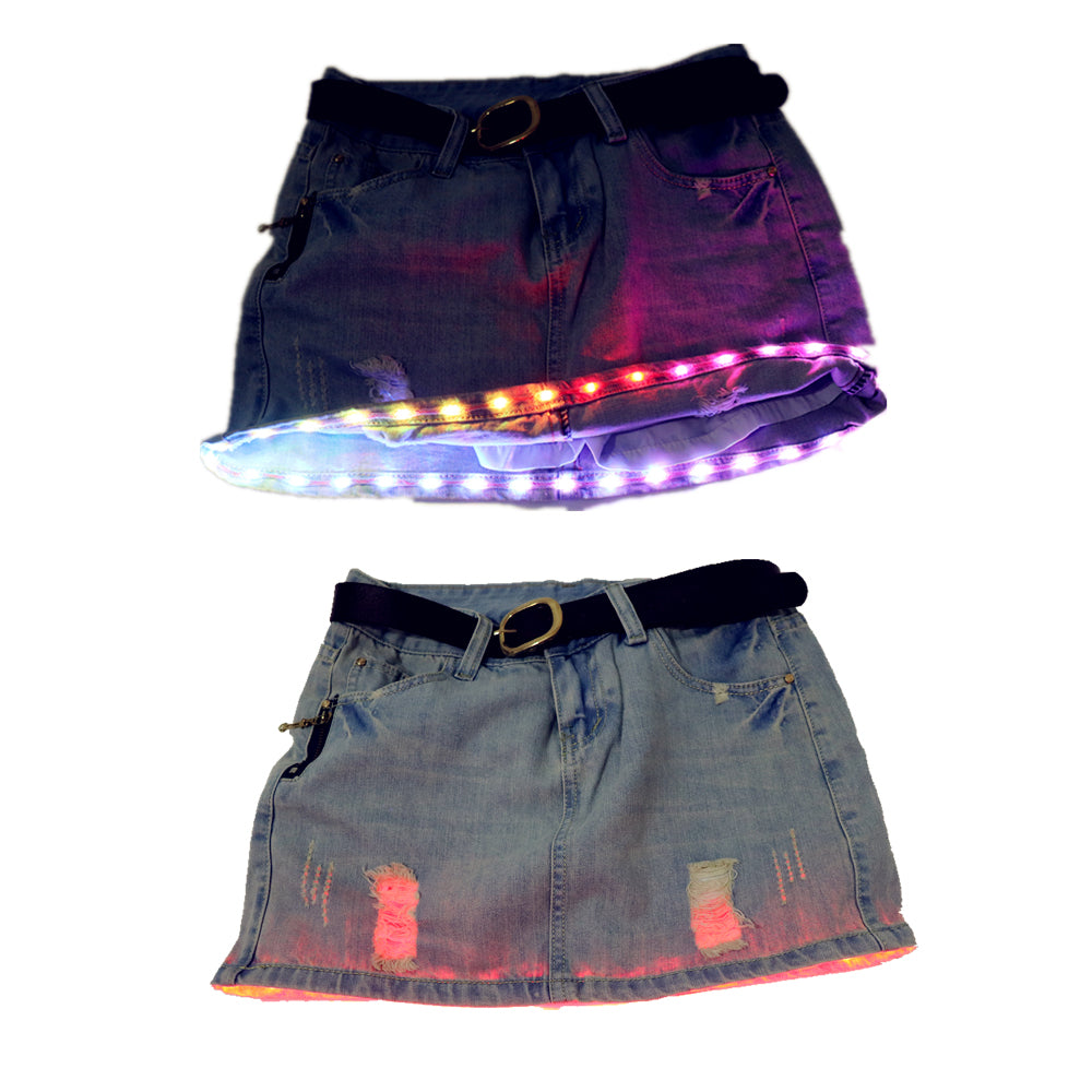 Moda Mini LED Falda sexy Fiesta Club nocturno Mini faldas Moda femenina ajustada Falda integral