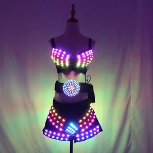 Voller leichter geführter Farbenleuchtparteirock sexy Mädchen geführtes Licht Kostüme