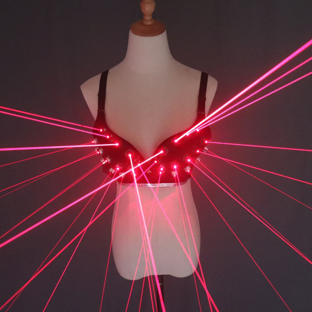Fashion Red Laser Luminous Sexy Lady Bra Laser Show Stage Costumes for Singer Dancer Nightclub Performers