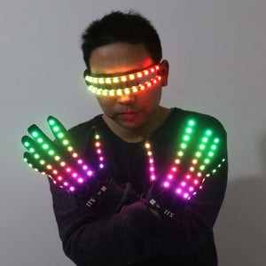 LED Glow Gloves Rave Flashing Finger Lighting Glasses Light Up Glasses Rave Costume Party Decor DJ SunGlasses Halloween Decorati