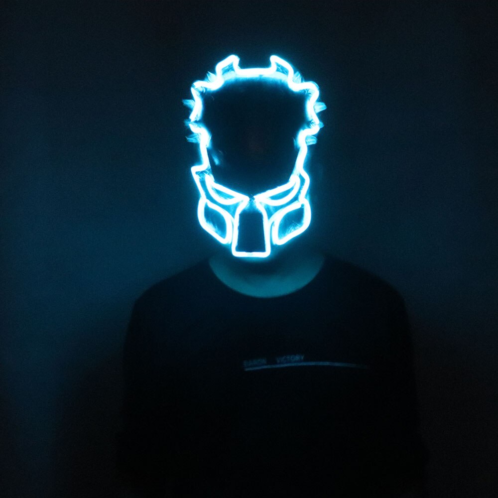 Rojo laser Predator máscara tema tema Cosplay glow in Dark LED Glowing Scary Mask Halloween Party Mask