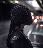 Load image into Gallery viewer, Nightclub Rivet Headgear Black Rhinestone Mask GoGo Dance Wear Party Dress Bar Ds Performance Hair
