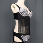 Carica l&#39;immagine nel visualizzatore di Gallery, Nightclub Pole Dance Abbigliamento Bikini Rhinestone Specchio Costume Shiny Lens Bra Pant Sexy GOGO Danza Rave Abbigliamento Saldi Abito Da palcoscenico
