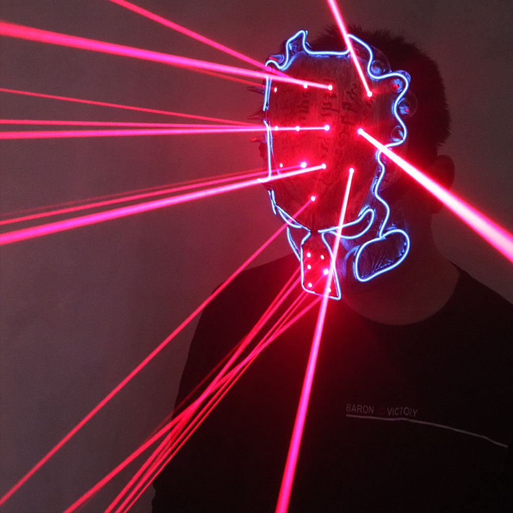 Rote Laser Predator Maske Filmthema Cosplay Glow In Dark LED Glühende Gruselmaske Halloween Party Mask
