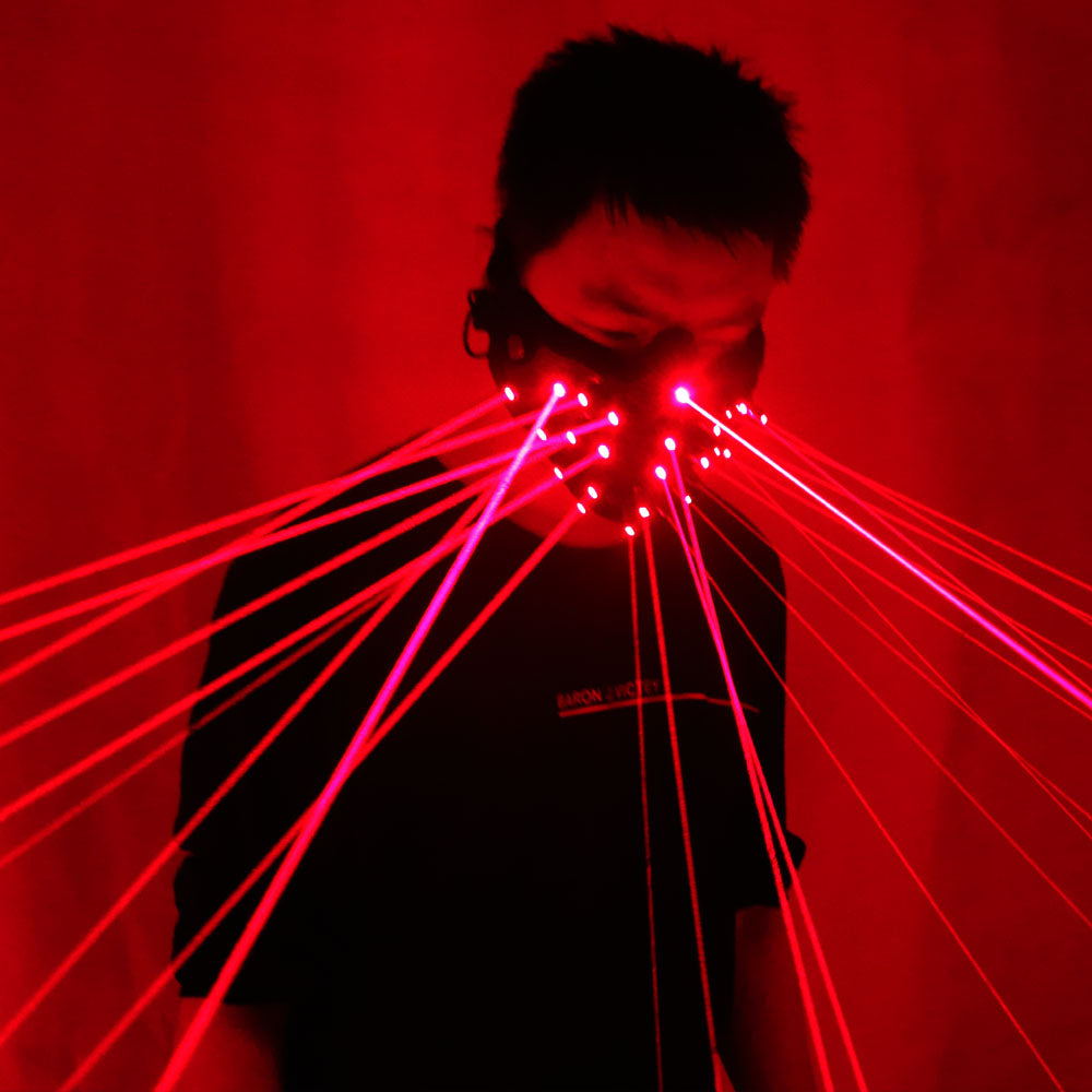 Maschera laser rossa si accendono maschere per feste Neon Maska Cosplay Mascara Horror Mascarillas Glow In Dark Masque V