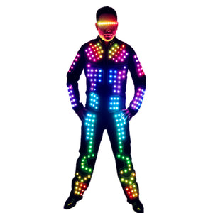 Vollfarbiger LED-Roboteranzug Bühnentanzkostüm Tron RGB Lighted Luminous Outfit Jackenmantel