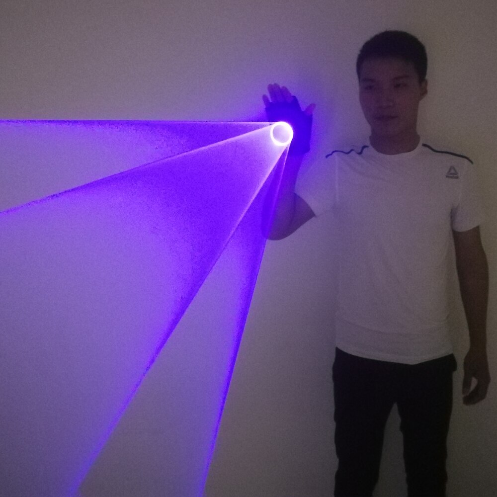 Blaue rotierende Laserhandschuhe Handheld Laserkanone LED Palm Gyro Licht Licht Pub Party Laser Show