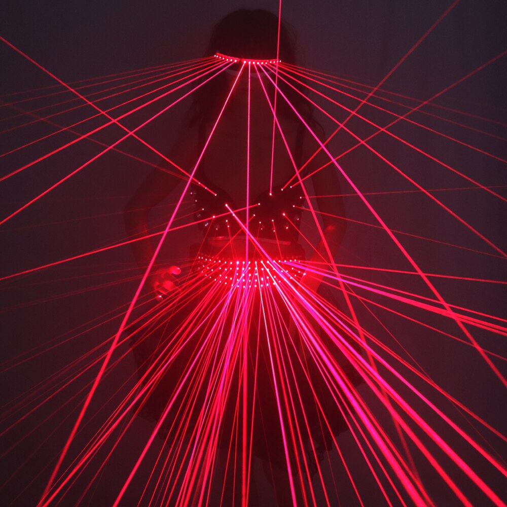 Rosso LED Abbigliamento Laser Suits Laser Bra Sexy Ragazza Laser Occhiali per Night Performers