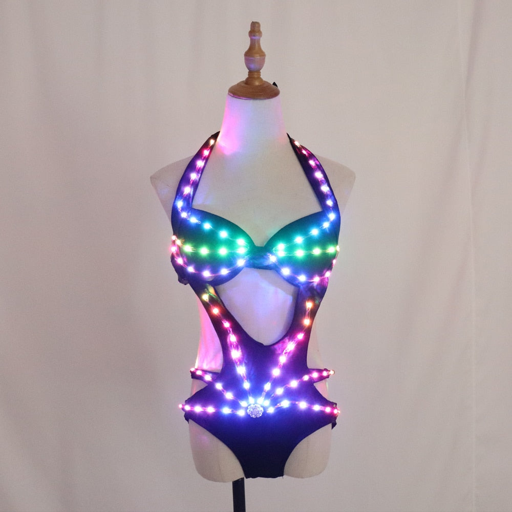 Full Color Pixel LED Bra DJ Club Luminous Underwear Led Costume
