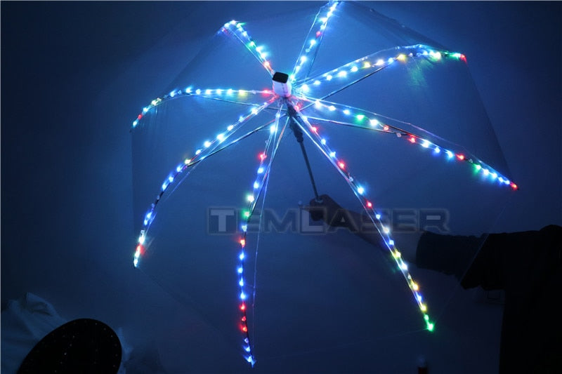 LED Luminous Umbrella Fluorescent Dance Luminous Umbrella Performance Costumi Luce Props Large Dance Performance