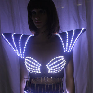 LED Clothing Lady Clothes Hot Fashion Glowing Women Bra Shorts Alice Shoulder Armor Suits Ballroom Dance Dress