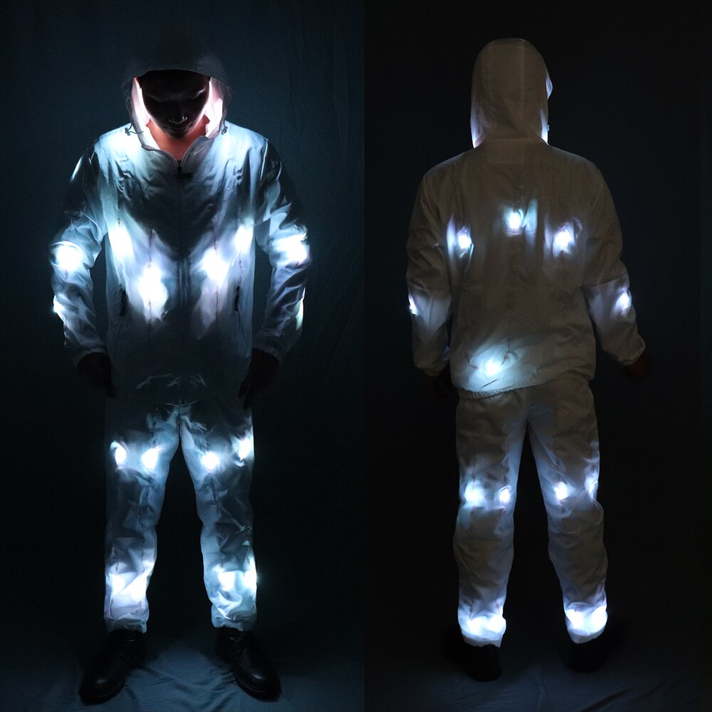 Full Color Pixel LED Lights Jacket Coat Pants Costumes Suit Light UP Rave Creative Outer Stage Costume Xmas Party Fancy Dress