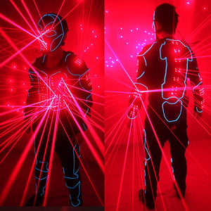 Laser Robot Suits Red Laser Waistcoat LED Clothes EL Wire Glowing Suit American Talent Show
