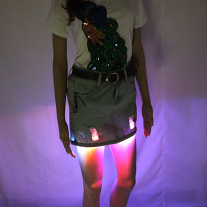 أزياء مصغرة LED تنورة مثير حزب ملهى ليلي التنانير البسيطة أزياء أنثى المجهزة ضيق جميع أنحاء تنورة