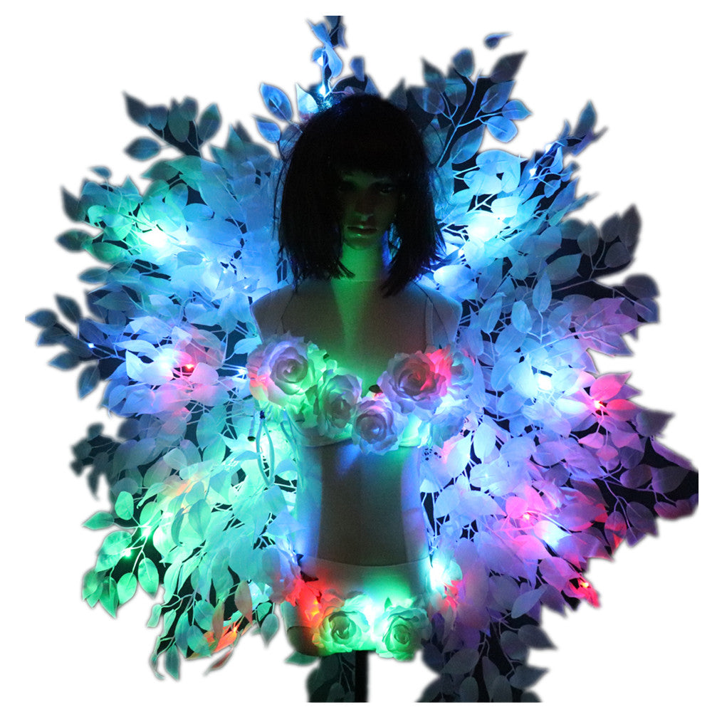 Coloré arrière cadre plaque de fond Costumes Sexy femmes LED soutien-gorge lumineux Shorts costume sexy